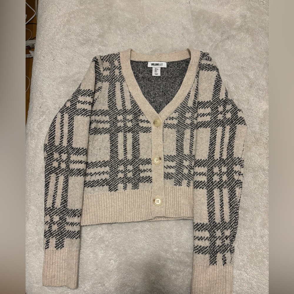 William Rast Women’s Beige/Black Button Up Cardigan